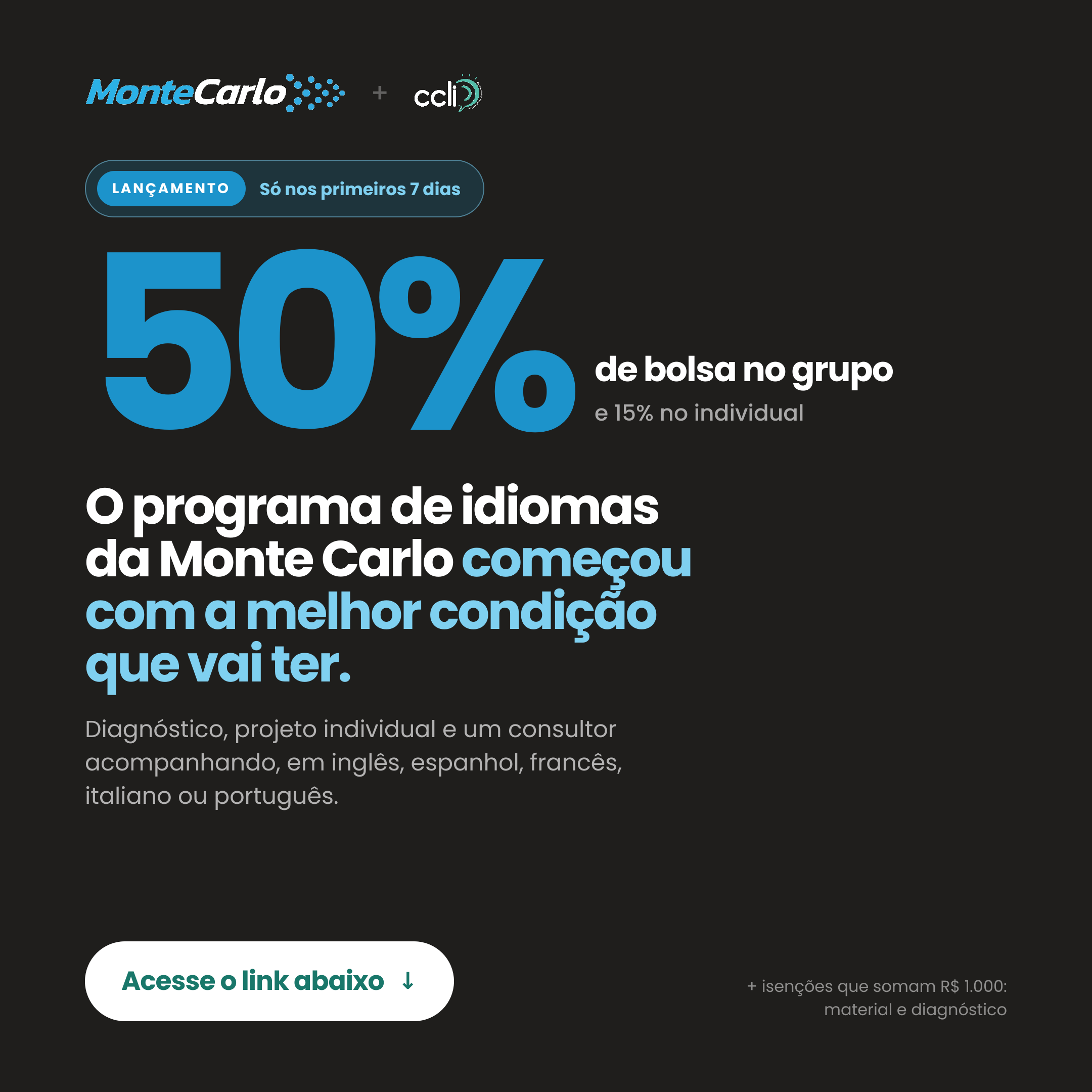 Criativo do Programa Empresa Parceira Monte Carlo e CCLi